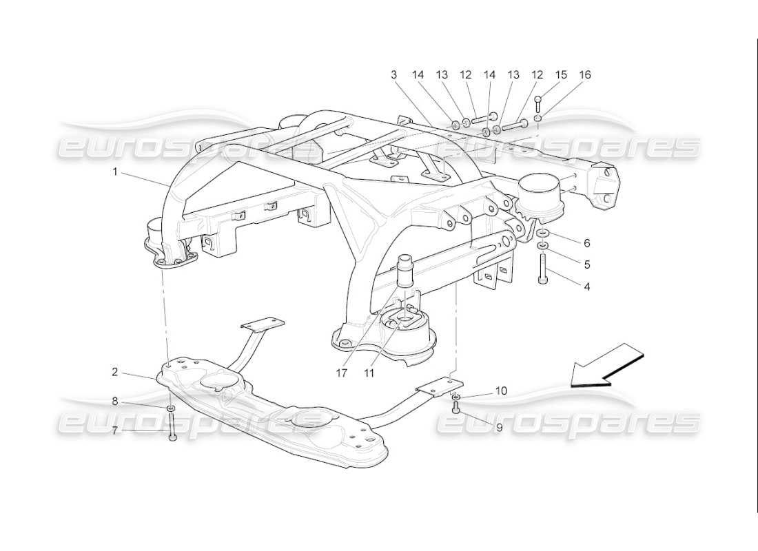 maserati qtp. (2007) 4.2 f1 schema delle parti del telaio posteriore