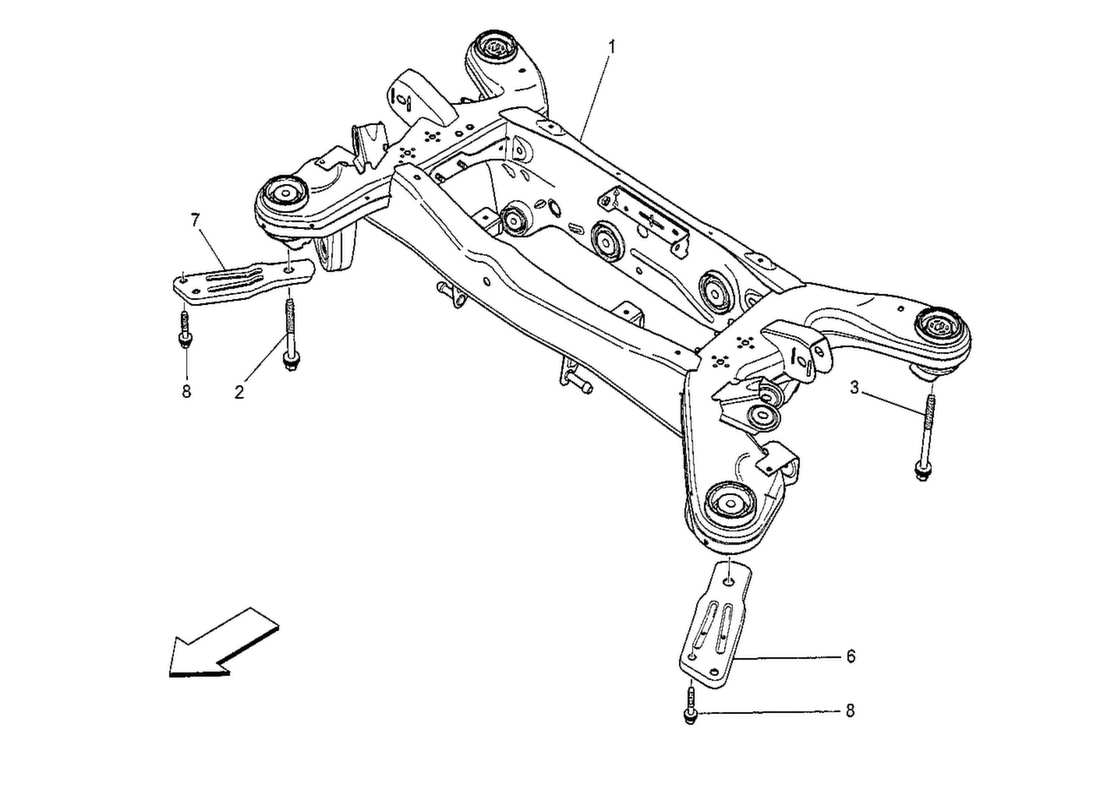 maserati qtp. v8 3.8 530bhp 2014 schema delle parti del telaio posteriore