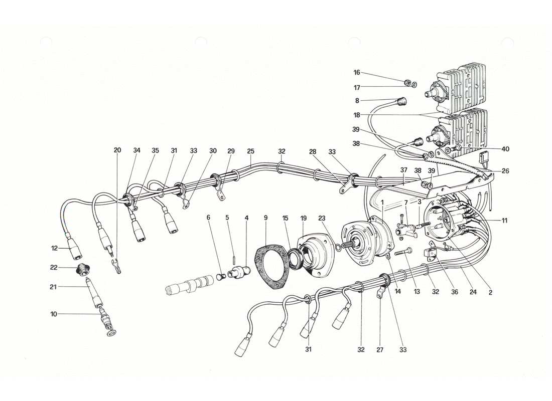 ferrari 208 gtb gts accensione del motore diagramma delle parti
