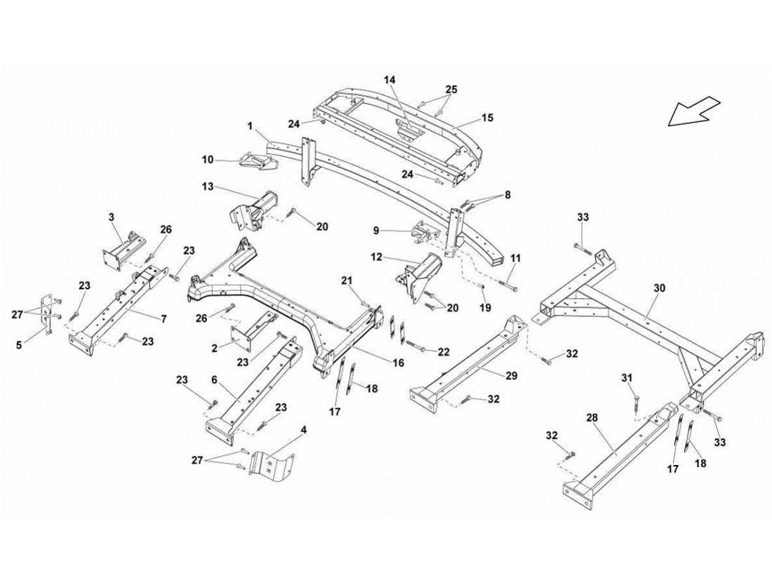 lamborghini gallardo lp560-4s update attacchi del telaio posteriore diagramma delle parti