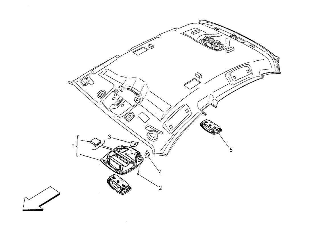 maserati qtp. v8 3.8 530bhp 2014 diagramma delle parti dei dispositivi interni del veicolo