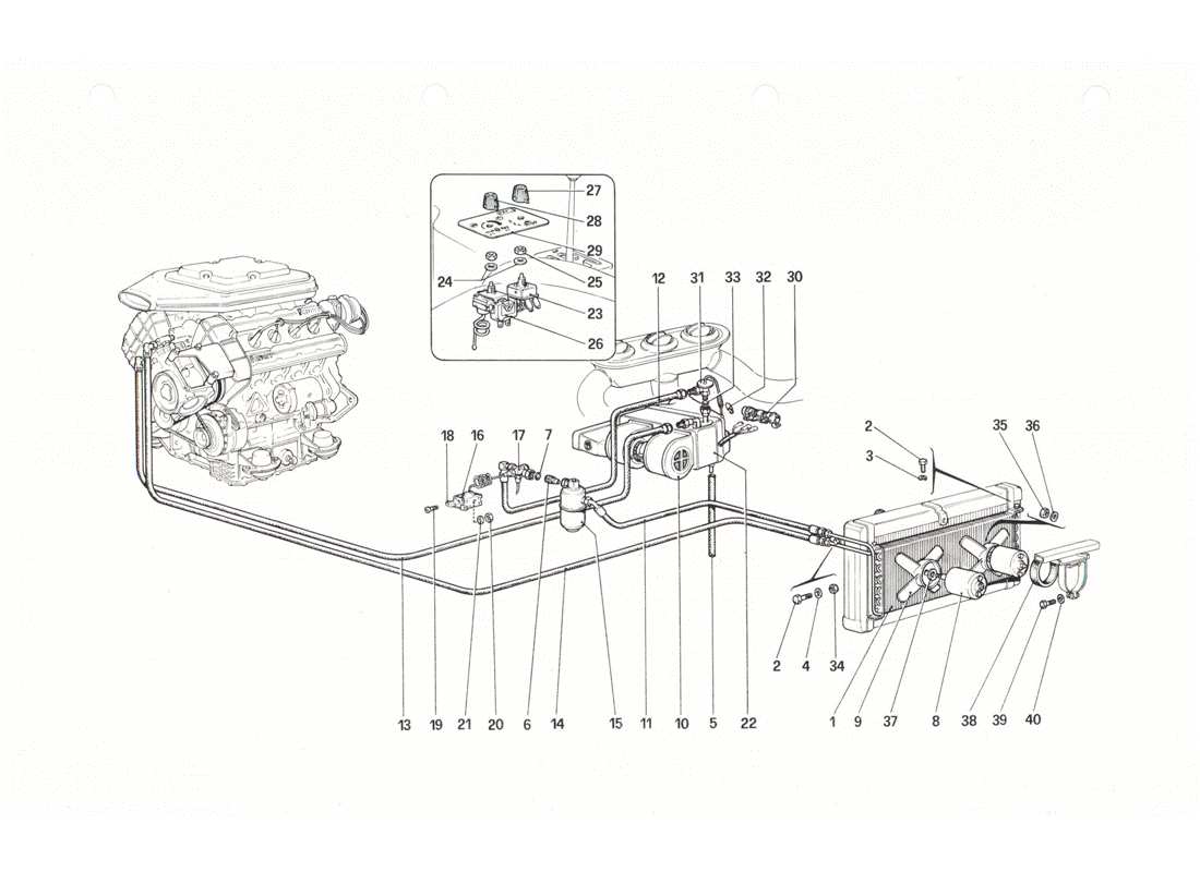 ferrari 208 gtb gts sistema di aria condizionata diagramma delle parti