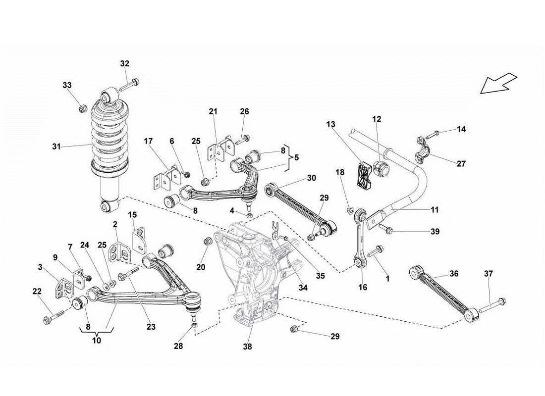 lamborghini gallardo lp560-4s update diagramma delle parti dei bracci posteriori