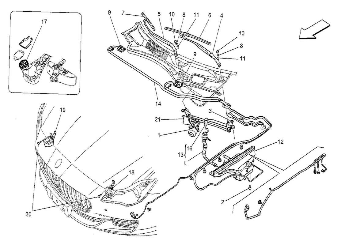 maserati qtp. v8 3.8 530bhp 2014 diagramma delle parti dei dispositivi esterni del veicolo