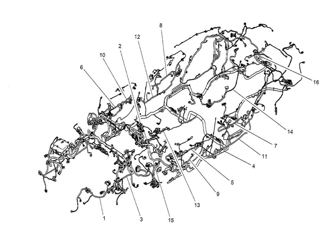 maserati qtp. v8 3.8 530bhp 2014 schema delle parti del cablaggio principale