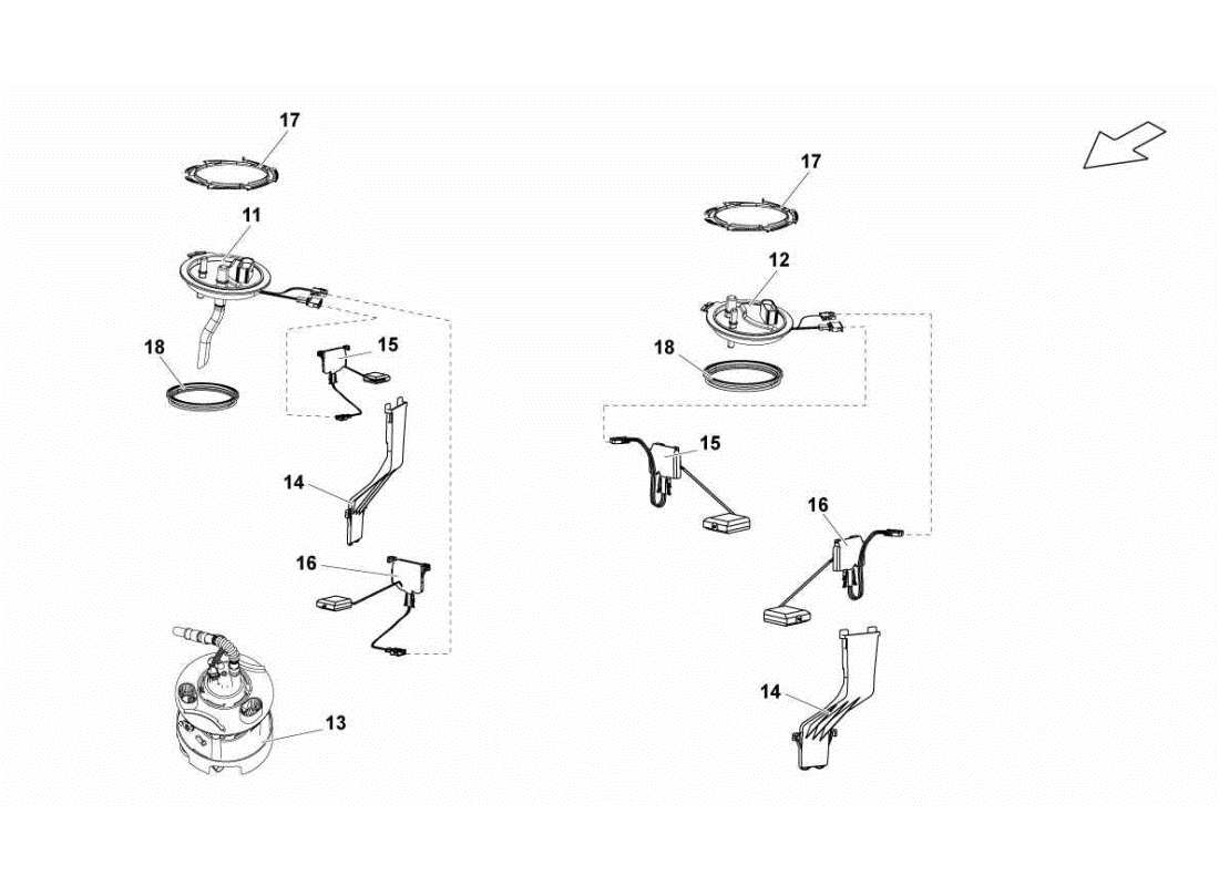 lamborghini gallardo sts ii sc pompa - diagramma delle parti del mittente del carburante
