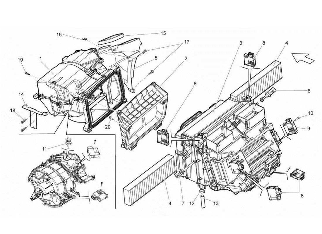 lamborghini gallardo lp560-4s update sistema di aria condizionata diagramma delle parti