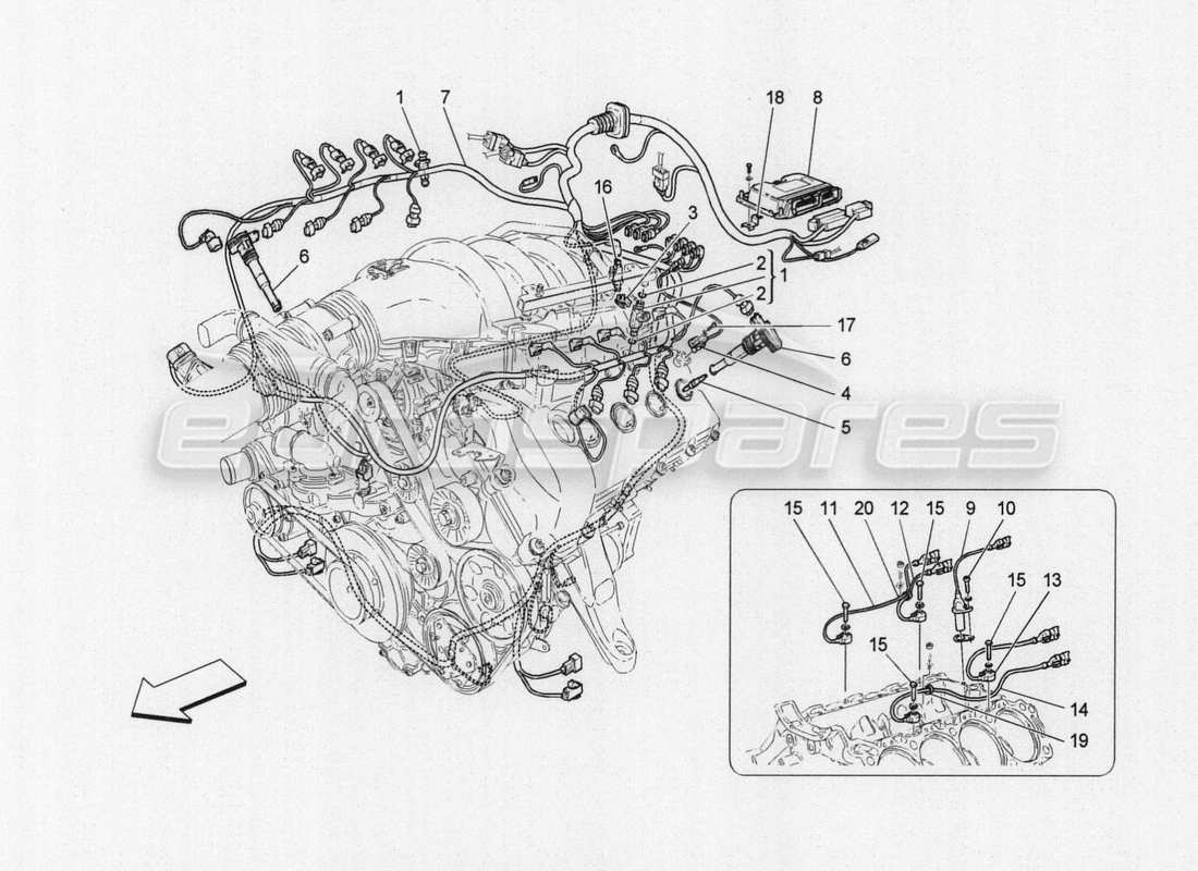 maserati granturismo special edition controllo elettronico: diagramma delle parti di iniezione e fasatura del motore