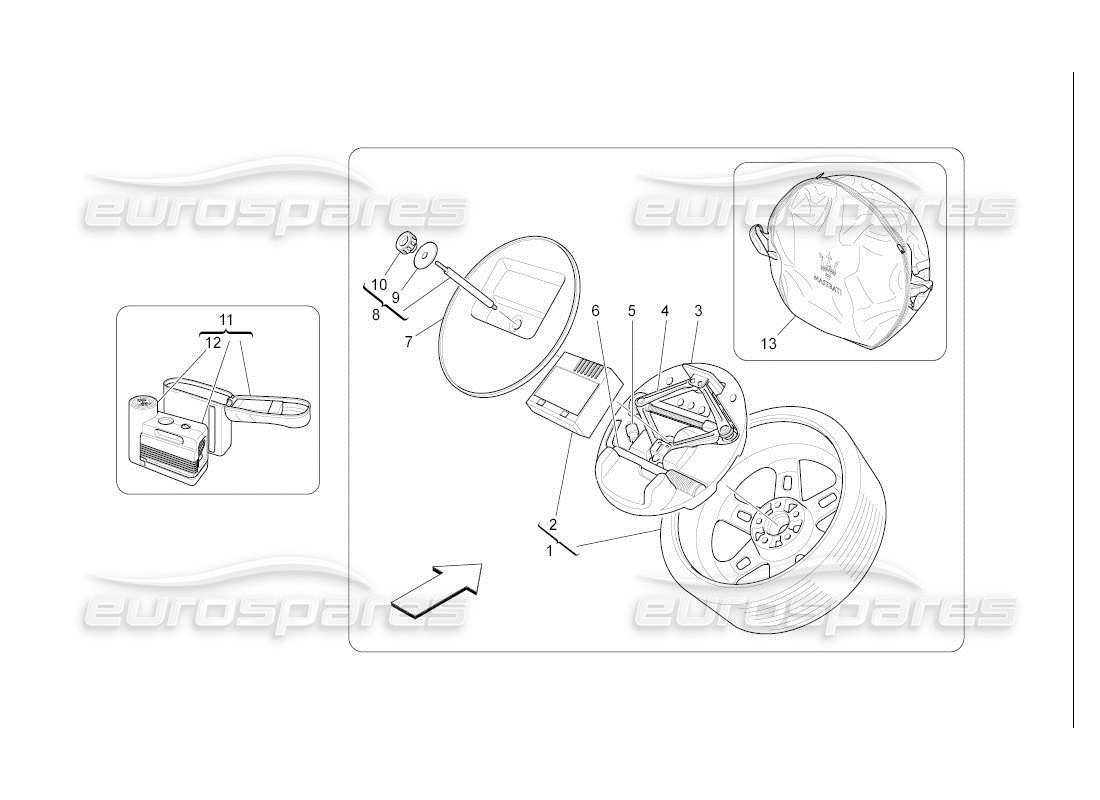 maserati qtp. (2007) 4.2 auto accessori forniti diagramma delle parti