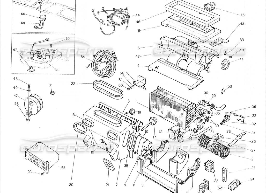 maserati 228 schema delle parti del set condizionatore d'aria (sterzo sinistro).