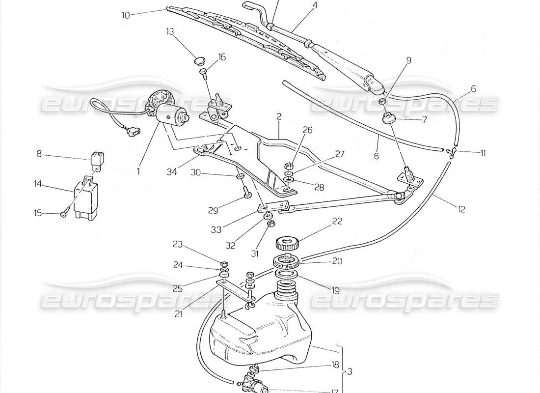 maserati 228 tergicristallo - schema delle parti rondella