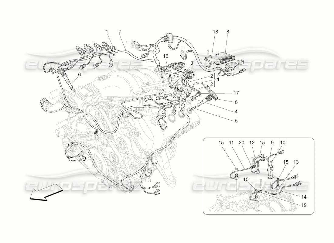 maserati qtp. (2009) 4.2 auto controllo elettronico: diagramma delle parti di controllo dell'iniezione e della fasatura del motore