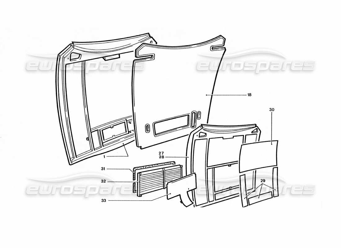 ferrari 400 gt / 400i (coachwork) diagramma delle parti del cofano anteriore (variazioni).