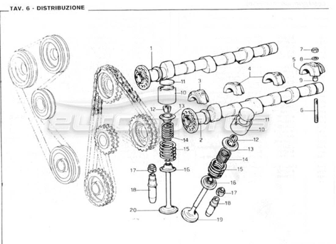 ferrari 246 gt series 1 diagramma delle parti di temporizzazione