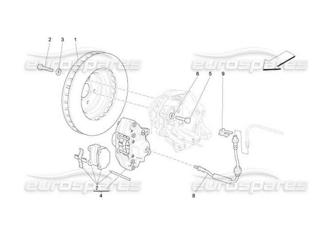 maserati qtp. (2005) 4.2 schema parziale dei dispositivi di frenatura sulle ruote posteriori