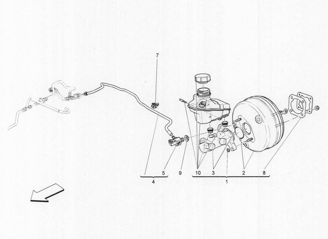 maserati qtp. v6 3.0 bt 410bhp 2015 diagramma delle parti del servosistema freno
