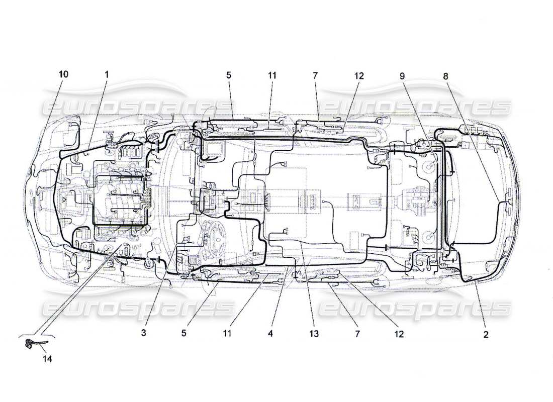 maserati qtp. (2010) 4.7 cablaggio principale diagramma delle parti