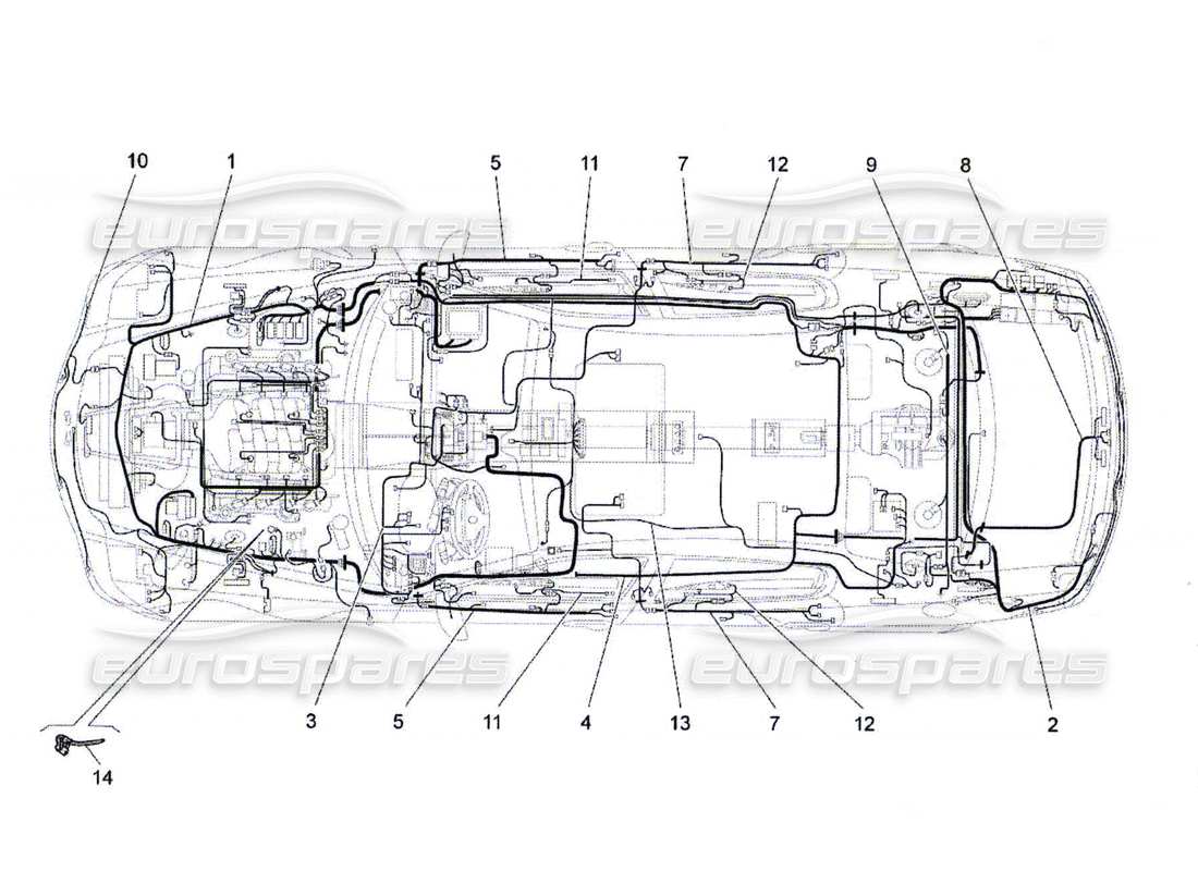 maserati qtp. (2010) 4.7 schema delle parti del cablaggio principale