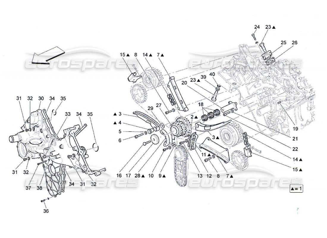 maserati qtp. (2010) 4.7 diagramma delle parti di temporizzazione