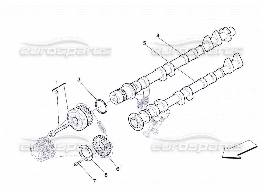 maserati qtp. (2010) 4.2 diagramma delle parti degli alberi a camme della testata sinistra