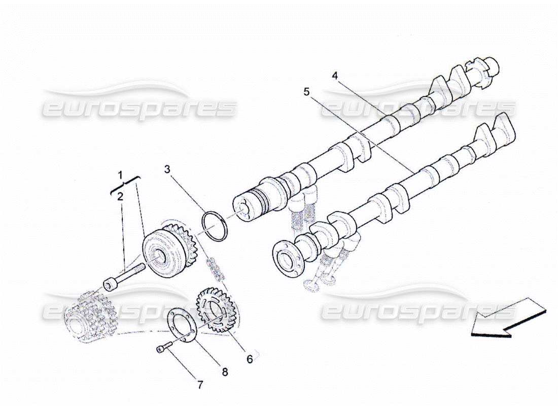 maserati qtp. (2010) 4.2 alberi a camme della testata sinistra diagramma delle parti