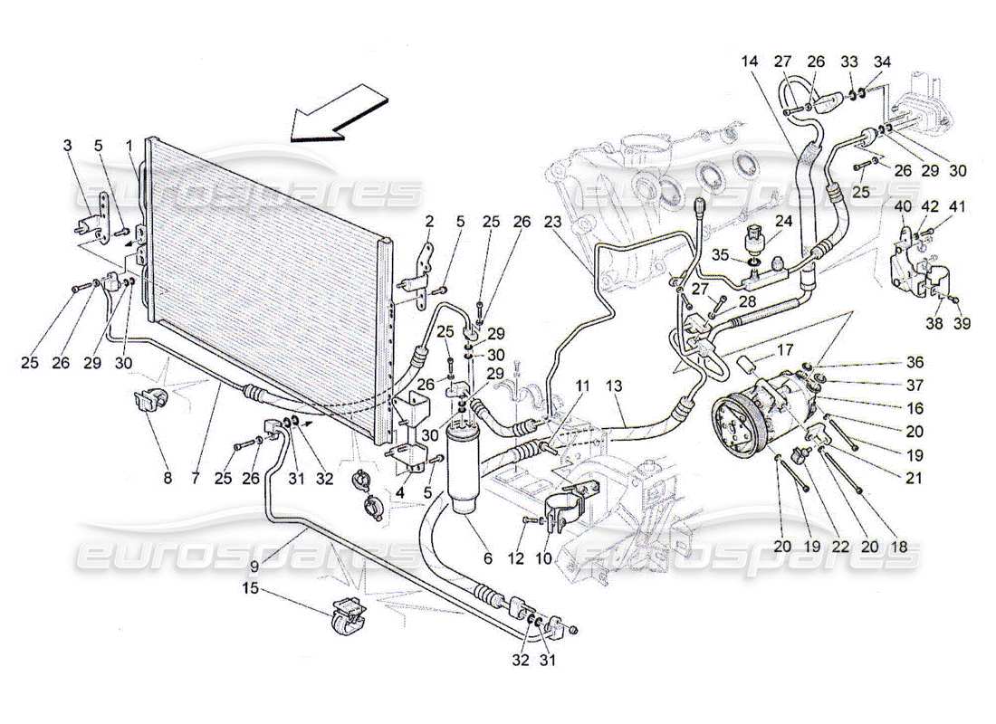 maserati qtp. (2010) 4.2 unità a c: diagramma delle parti dei dispositivi del vano motore