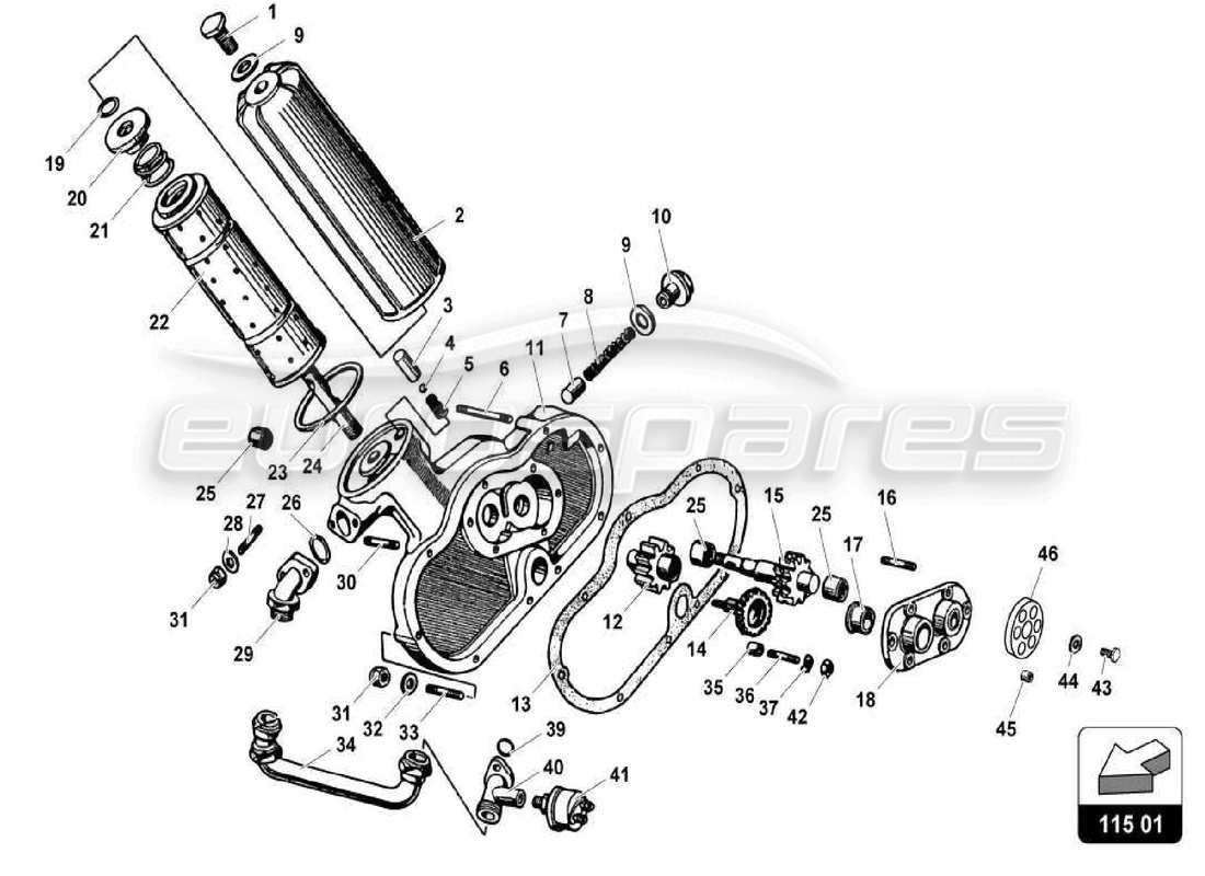 lamborghini miura p400s filtro dell'olio diagramma delle parti