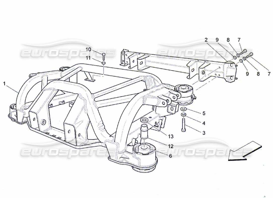 maserati qtp. (2010) 4.7 schema delle parti del telaio posteriore