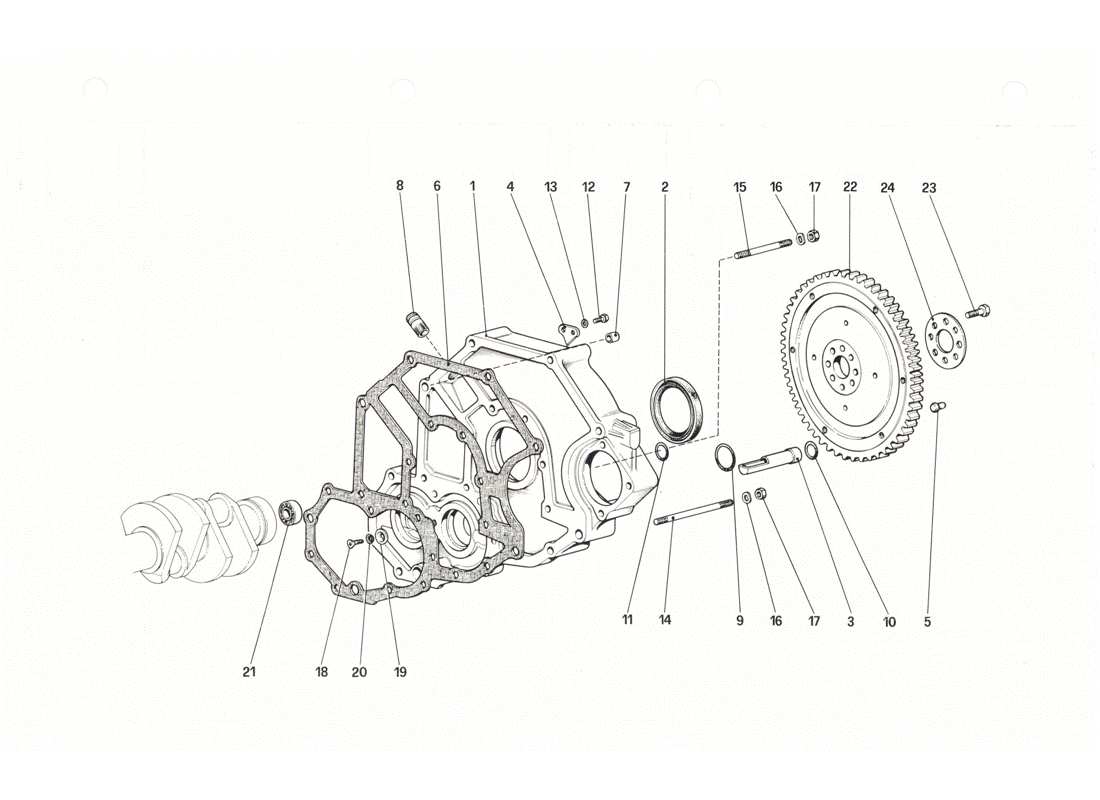ferrari 208 gtb gts distanziale alloggiamento volano e frizione diagramma delle parti