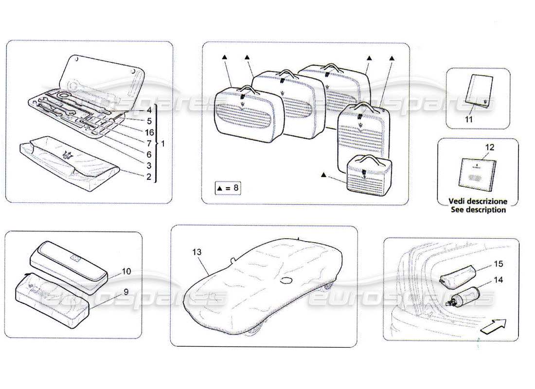 maserati qtp. (2010) 4.2 accessori forniti diagramma delle parti