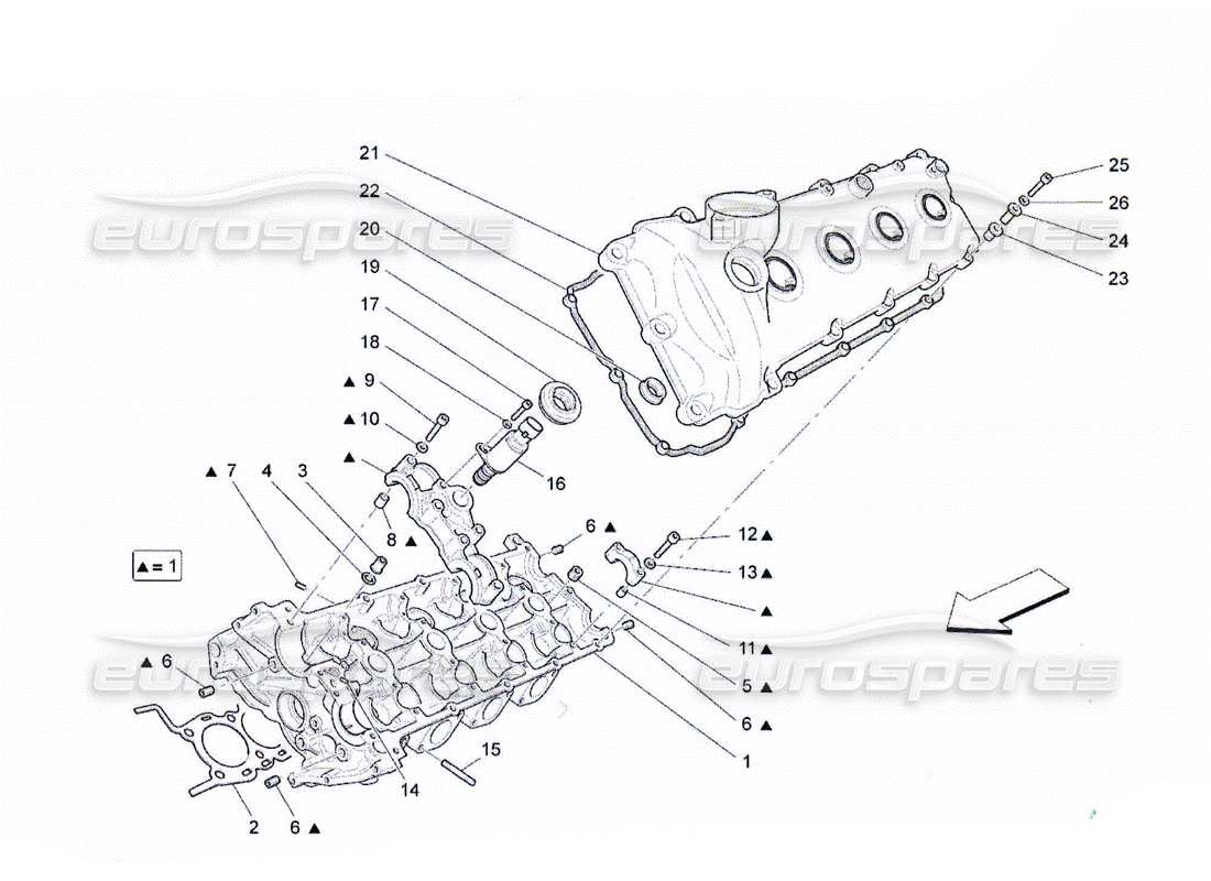 maserati qtp. (2010) 4.2 diagramma delle parti della testata del cilindro sinistra