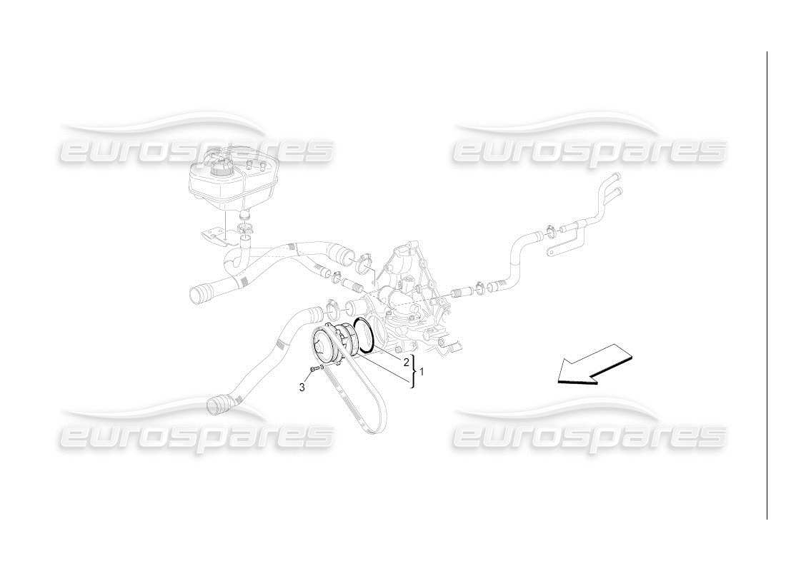 maserati qtp. (2007) 4.2 auto sistema di raffreddamento: diagramma delle parti della pompa dell'acqua
