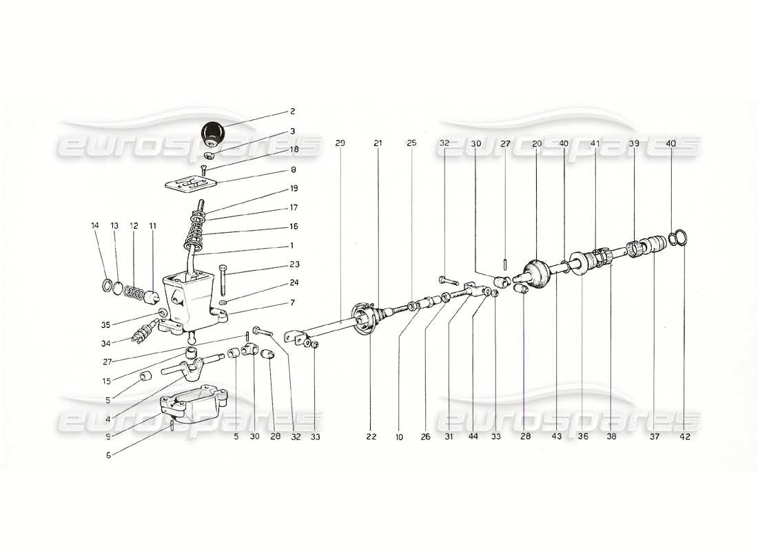 ferrari 308 gt4 dino (1976) comandi esterni del cambio (fino a n. 10114 gs - 10100 gd - 10358 versione usa) diagramma delle parti