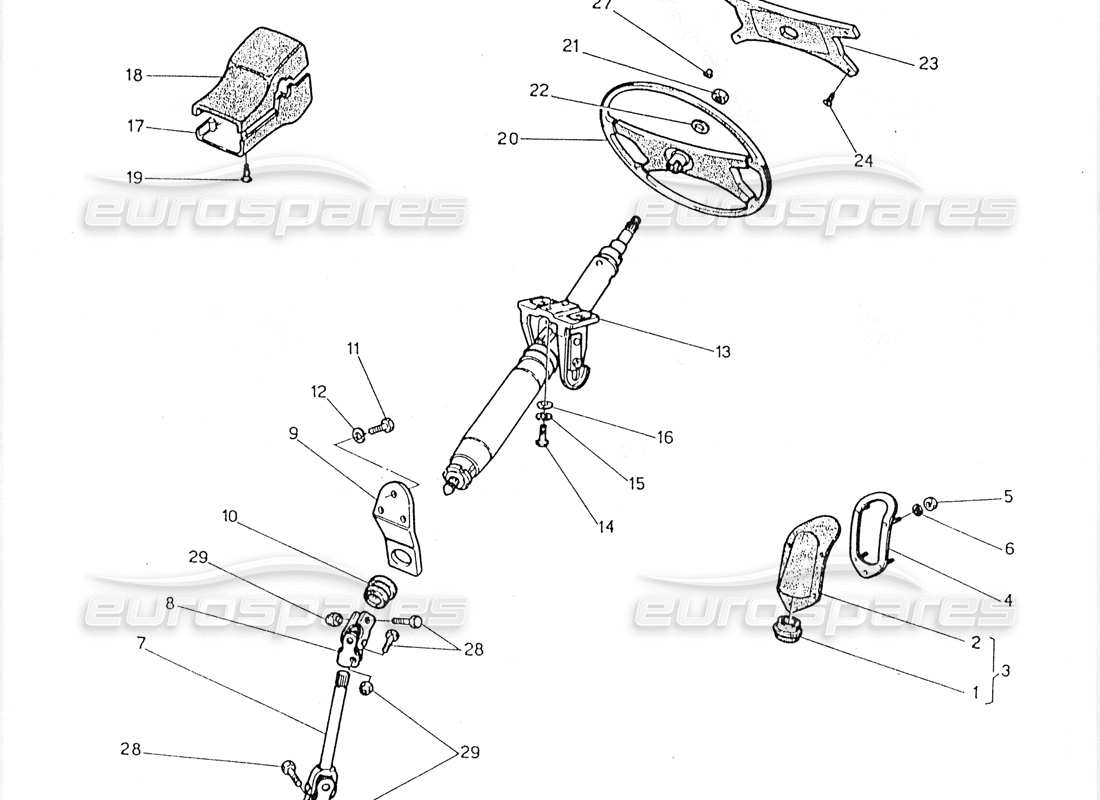 maserati 228 schema delle parti dell'albero dello sterzo e della ruota