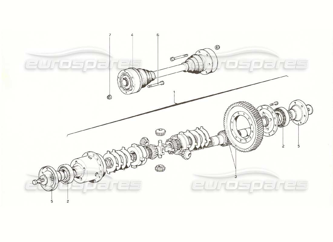 ferrari 308 gt4 dino (1976) diagramma delle parti del differenziale e dell'asse (fino al cambio n. 692).