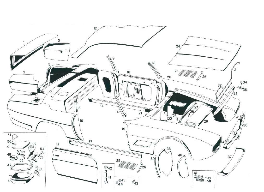 maserati mexico schema delle parti della carrozzeria