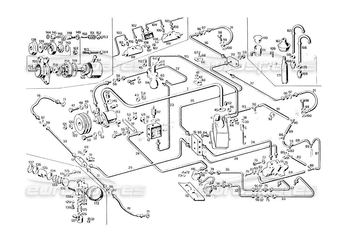 maserati khamsin controllo del freno diagramma delle parti
