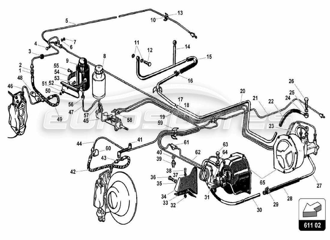 lamborghini 350 gt schema delle parti del sistema frenante