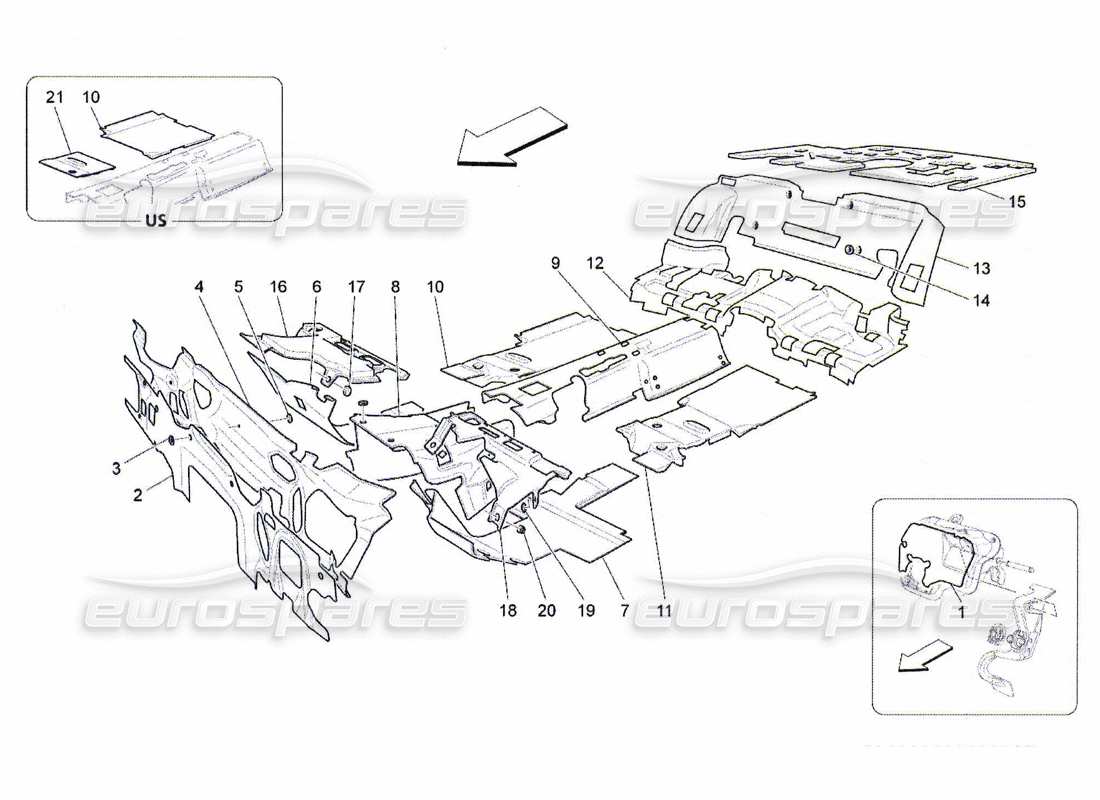 maserati qtp. (2010) 4.7 pannelli insonorizzati all'interno del diagramma delle parti del veicolo