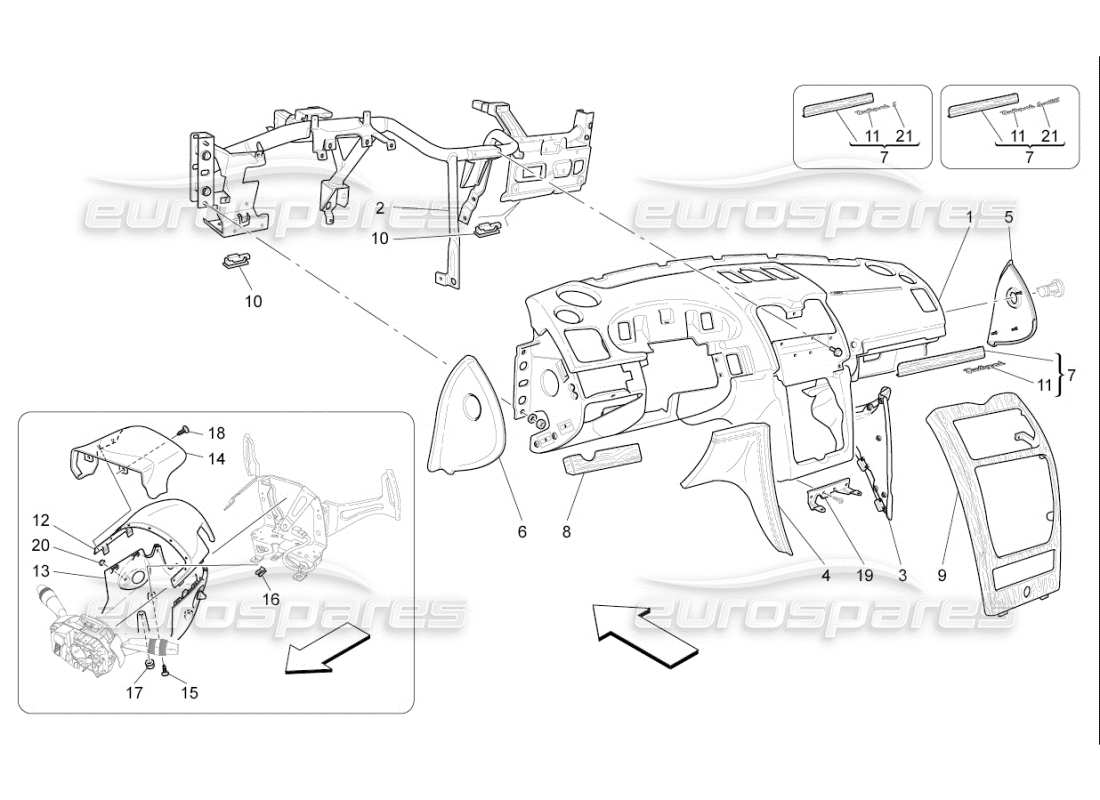 maserati qtp. (2009) 4.7 auto diagramma delle parti dell'unità del cruscotto