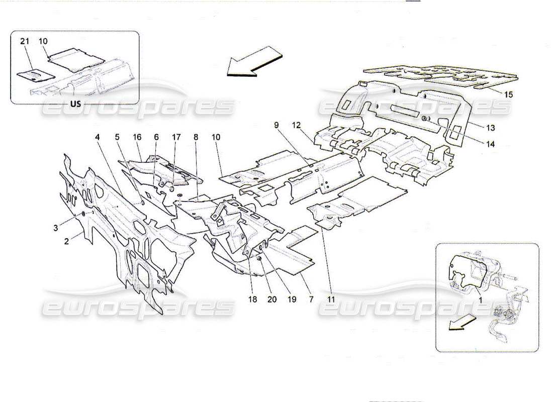 maserati qtp. (2010) 4.2 pannelli insonorizzati all'interno del diagramma delle parti del veicolo
