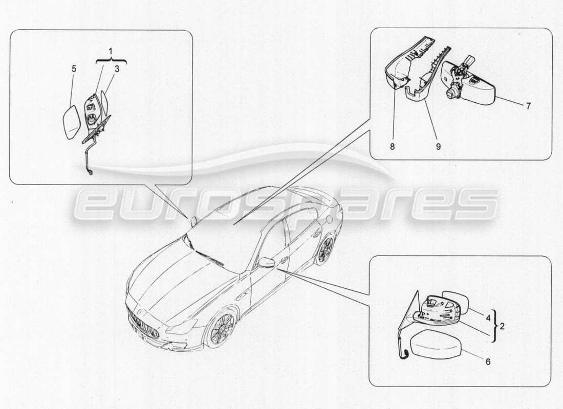 maserati qtp. v8 3.8 530bhp auto 2015 specchi retrovisori interni ed esterni diagramma delle parti