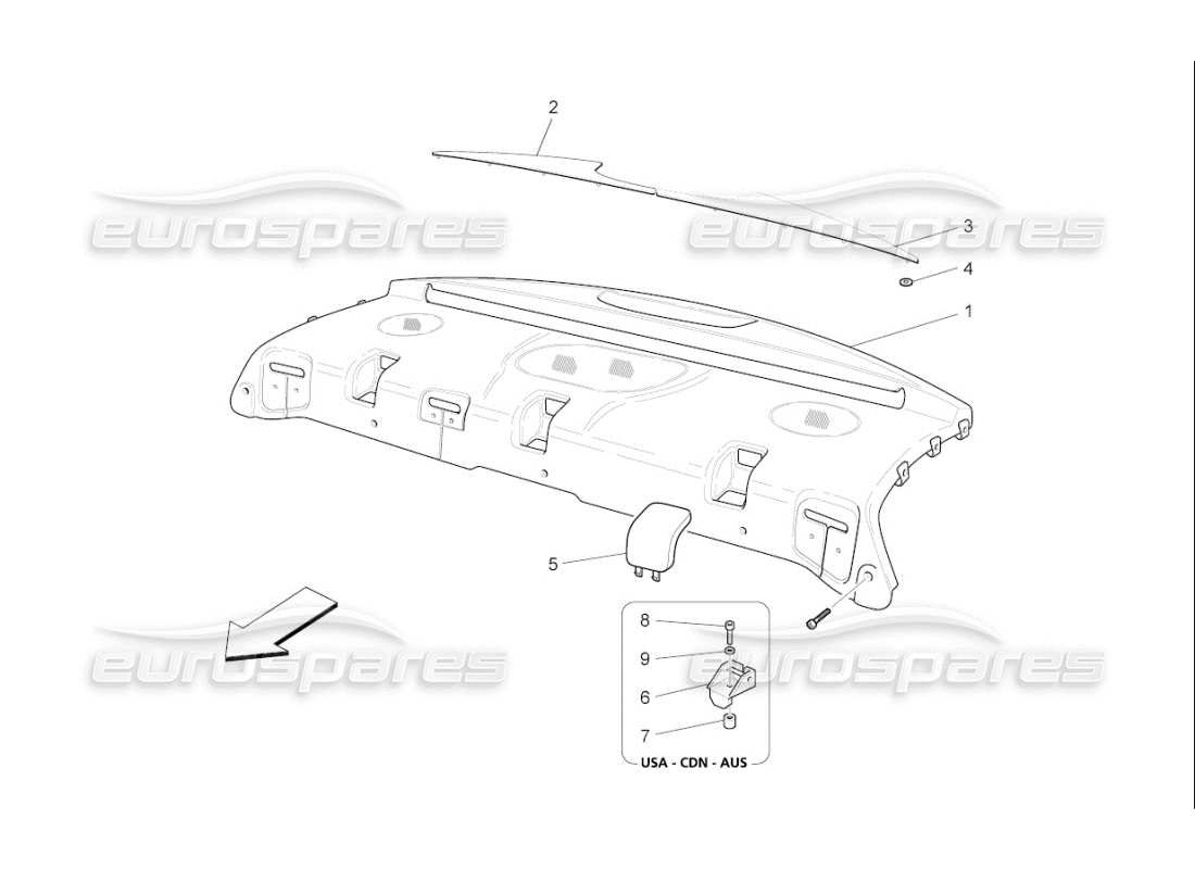 maserati qtp. (2009) 4.7 auto ripiano posteriore diagramma delle parti