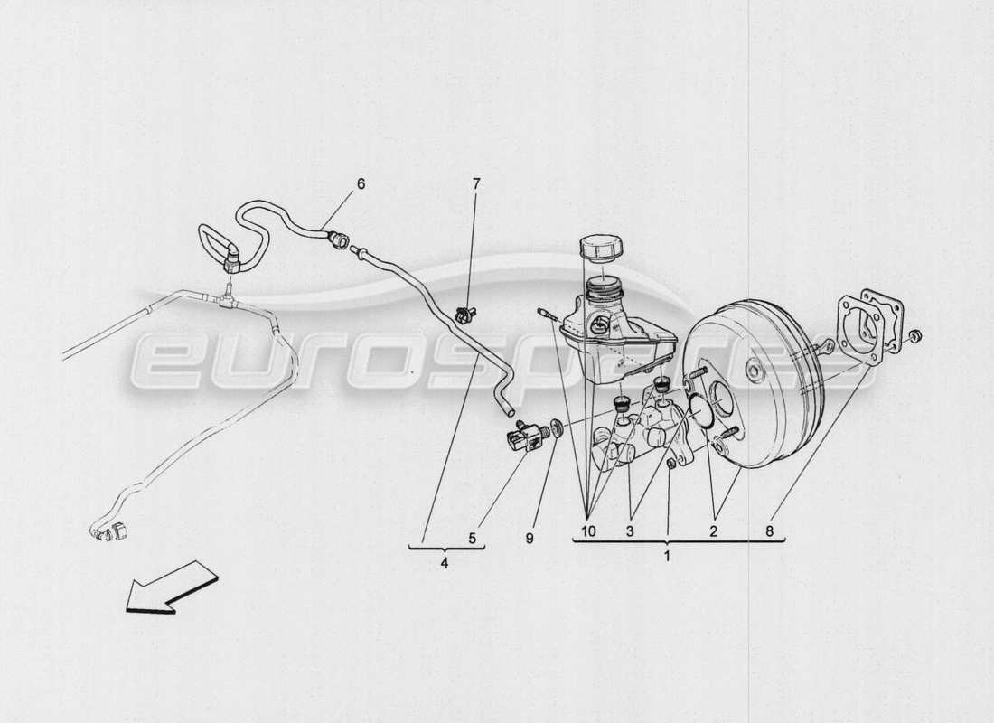maserati qtp. v8 3.8 530bhp auto 2015 diagramma delle parti del servosistema freno