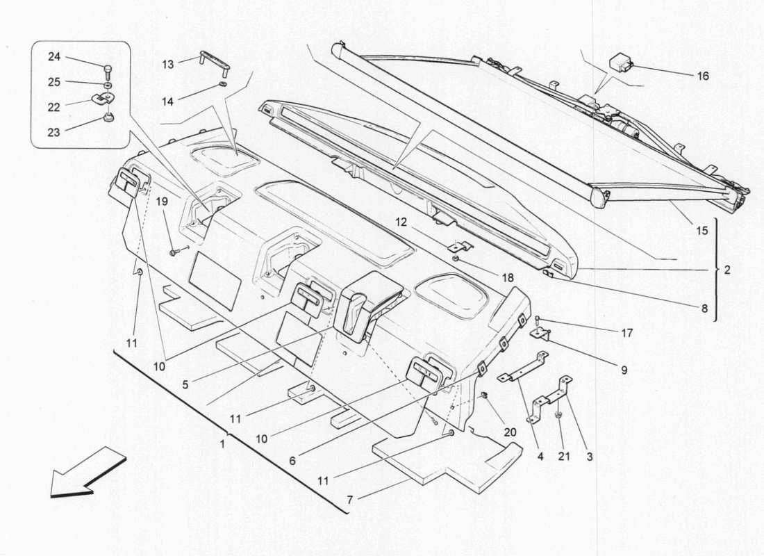 maserati qtp. v6 3.0 bt 410bhp 2015 ripiano posteriore diagramma delle parti