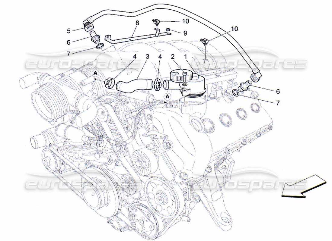 maserati qtp. (2010) 4.2 sistema di ricircolo dei vapori d'olio diagramma delle parti