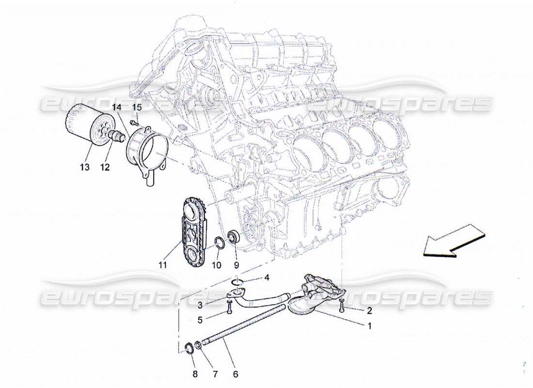 maserati qtp. (2010) 4.2 sistema di lubrificazione: diagramma delle parti di pompa e filtro