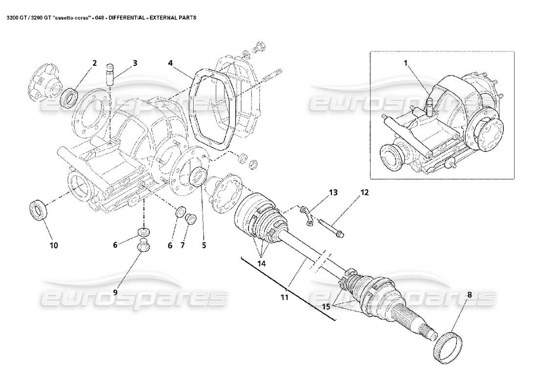 maserati 3200 gt/gta/assetto corsa differenziale: diagramma delle parti delle parti esterne