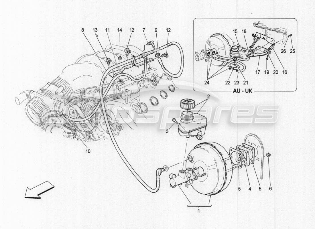 maserati granturismo special edition diagramma delle parti del servosistema freno