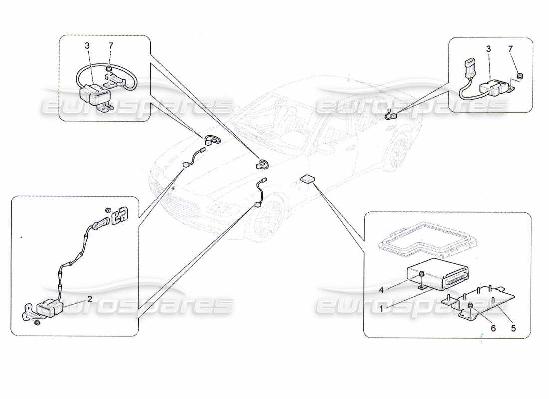 maserati qtp. (2010) 4.7 diagramma delle parti del controllo elettronico (sospensione).